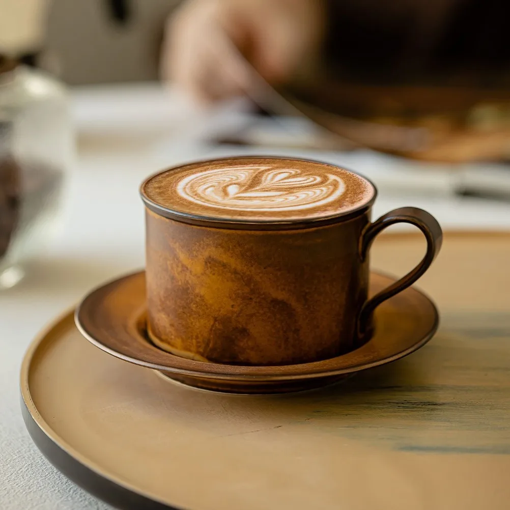 Japanese Pottery - Ensemble tasse et assiette à café
