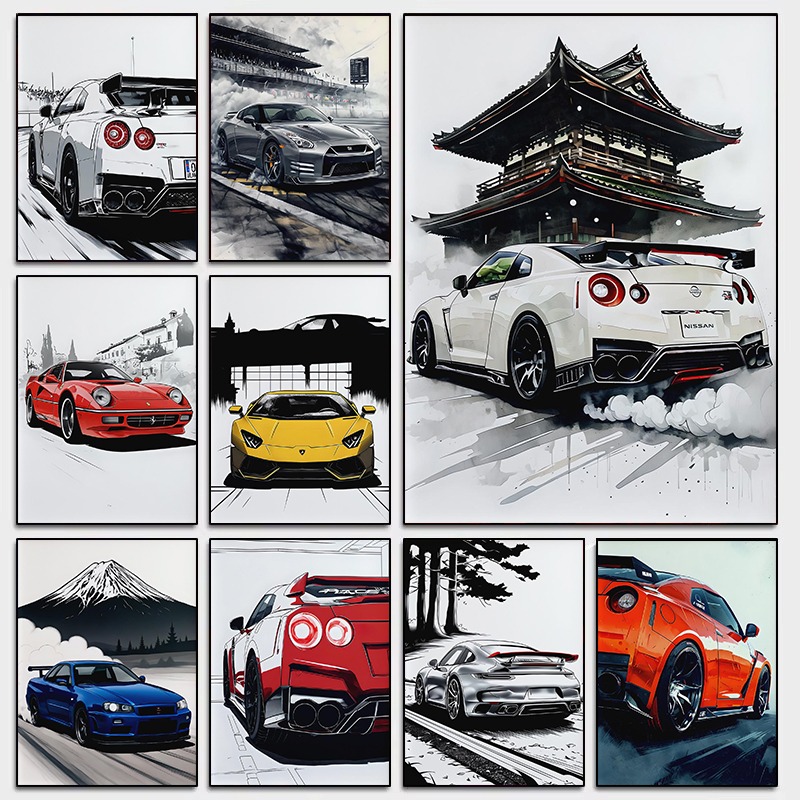 Japanese Luxury Lifestyle - Affiche d'art mural de supercar de