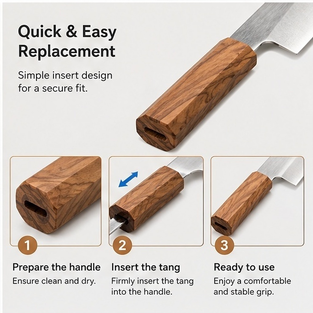 Manche octogonal en bois pour  - Japanese Knife avis et prix